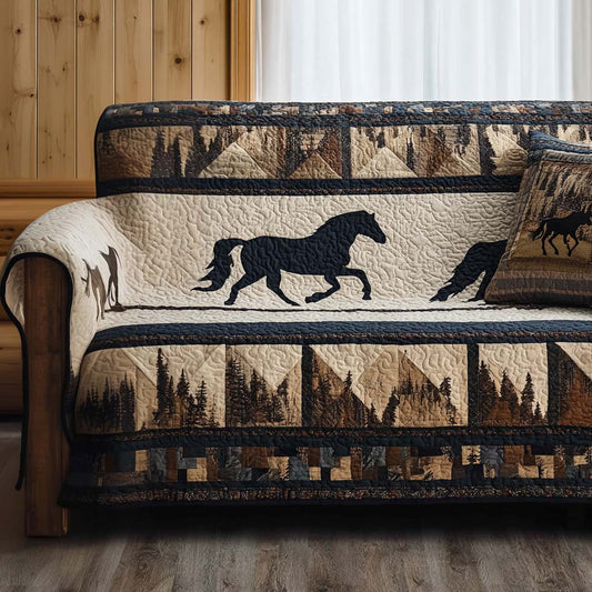 Just Western Quilted Sofa Cover Horse Christmas Themed Luxury Home Decor Gift For Teens - Pvr