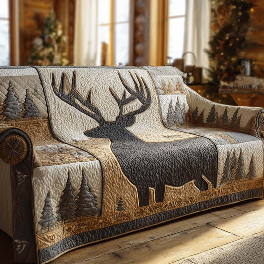Twilight Elk Quilted Sofa Cover Xmas Home Decor Deer Themed Gifts For Him - Pvr