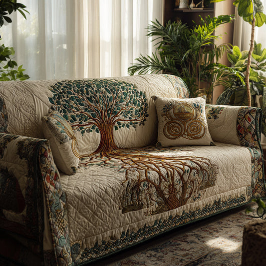 Seasons Of Life Quilted Sofa Cover Living Room Decor Christmas Sofa Cover Gift For Husband - Pvr