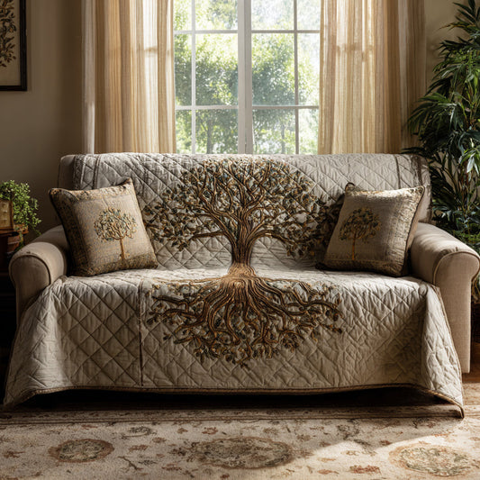 Verdant Spirit Quilted Sofa Cover Tree Plant Natural Design Home Decor Natural Lover Gifts - Pvr