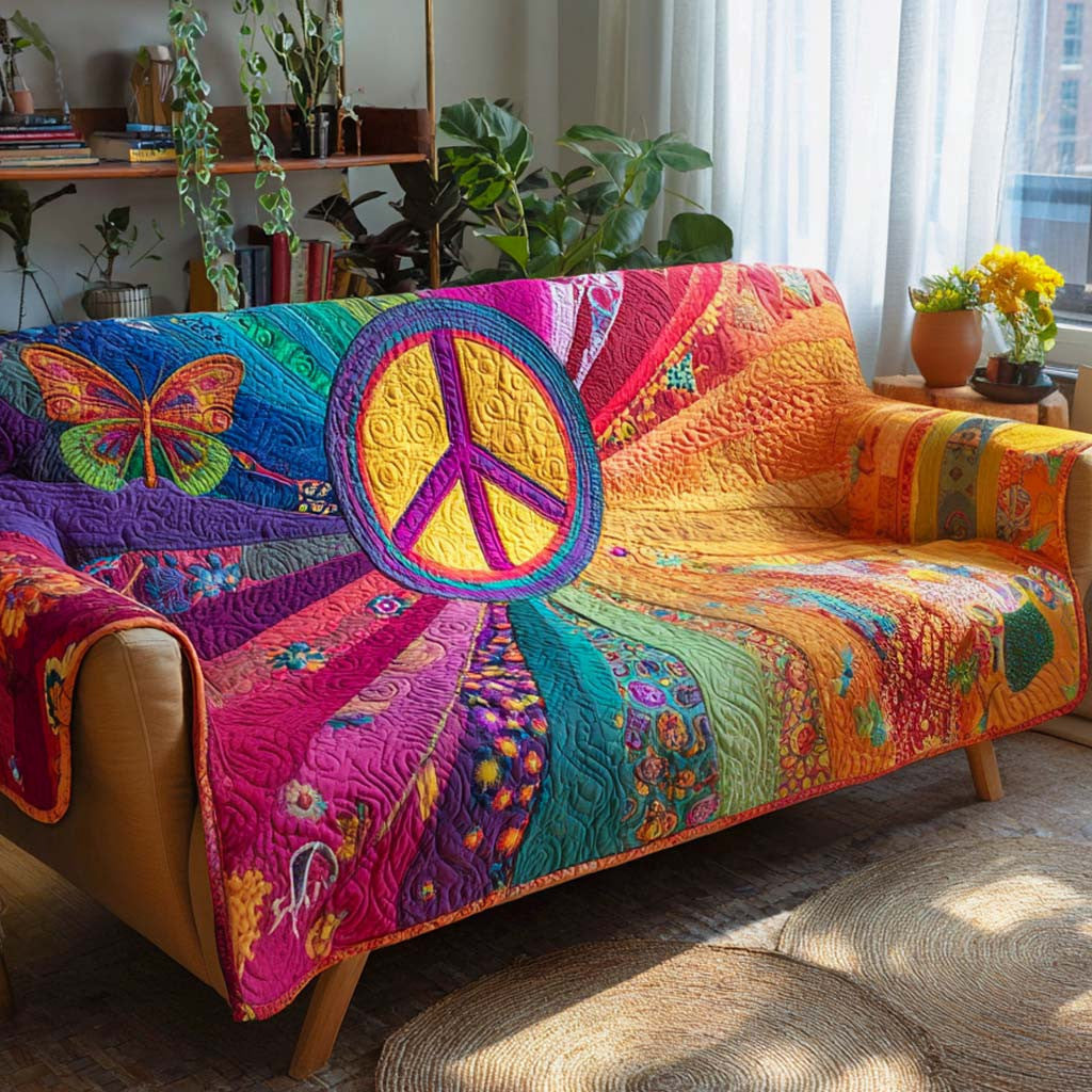 Rainbow Peace Garden Quilted Sofa Holiday Living Decorations Gift For Rainbow Lovers - Pvr