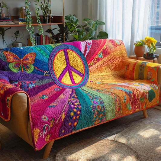 Rainbow Peace Garden Quilted Sofa Holiday Living Decorations Gift For Rainbow Lovers - Pvr