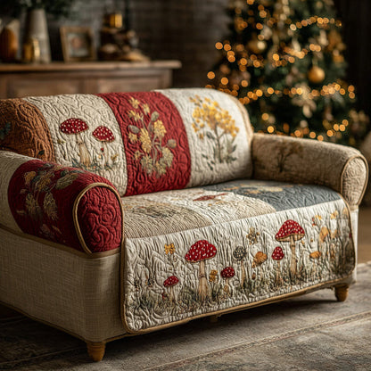 Mushroom Dreamland Quilted Sofa Cover Luxury Plant Natural Design Home Decor Xmas Gift - Pvr