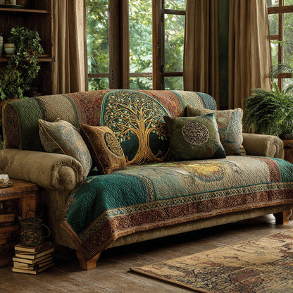 Radiant Roots Quilted Sofa Cover Tree Of Life Plant Natural Design Home Decor Gift For Guys - Pvr