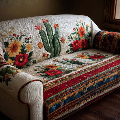 Prickly Pear Quilted Sofa Cover Holiday Design Home Decor Cactus Themed Birthday Gifts - Pvr