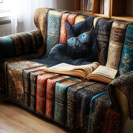 Quiet Corner Reader Quilted Sofa Cover Christmas Design Home Decor Items For Cat Lovers - Pvr