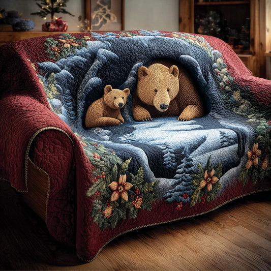 Outland Forest Bear Quilted Sofa Cover Winter Couch Furniture Unique Art Christmas Gifts - Pvr