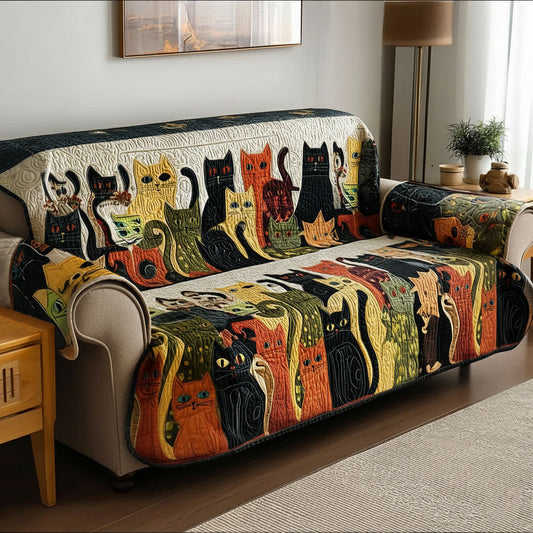Meow Motion Quilted Sofa Cover Christmas Room Ideas Presents For Cat Lovers Women - Pvr
