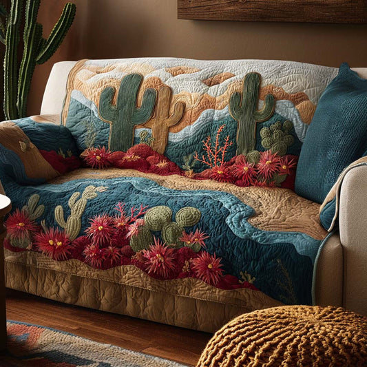 Thorn Delight Quilted Sofa Cover Holiday Home Decor Cactus Gifts For Mom Mother's Day - Pvr