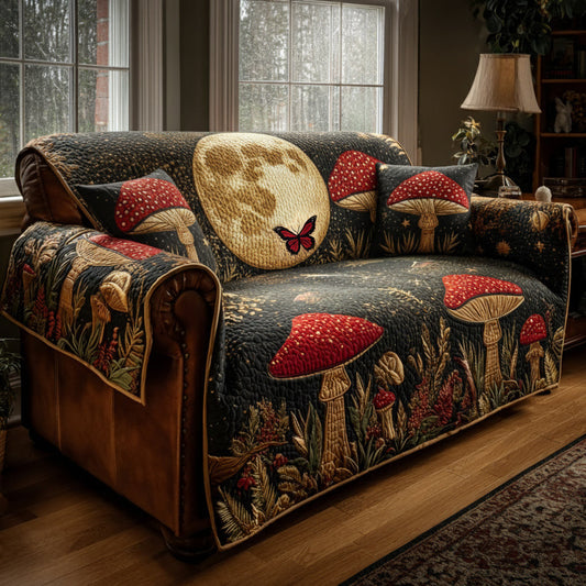 Lunar Mushroom Quilted Sofa Cover Christmas Holiday Sofa Protector Gift For Girlfriend - Pvr