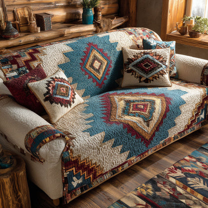 Tribal Horizon Quilted Sofa Cover Holiday Design Home Decor Unique Gift For Dad - Pvr