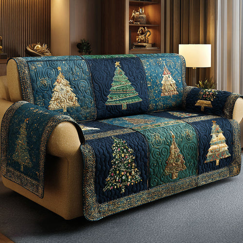Winter Whispers Quilted Sofa Cover Tree Pattern Design Home Decor Retro Gift For Him - Pvr