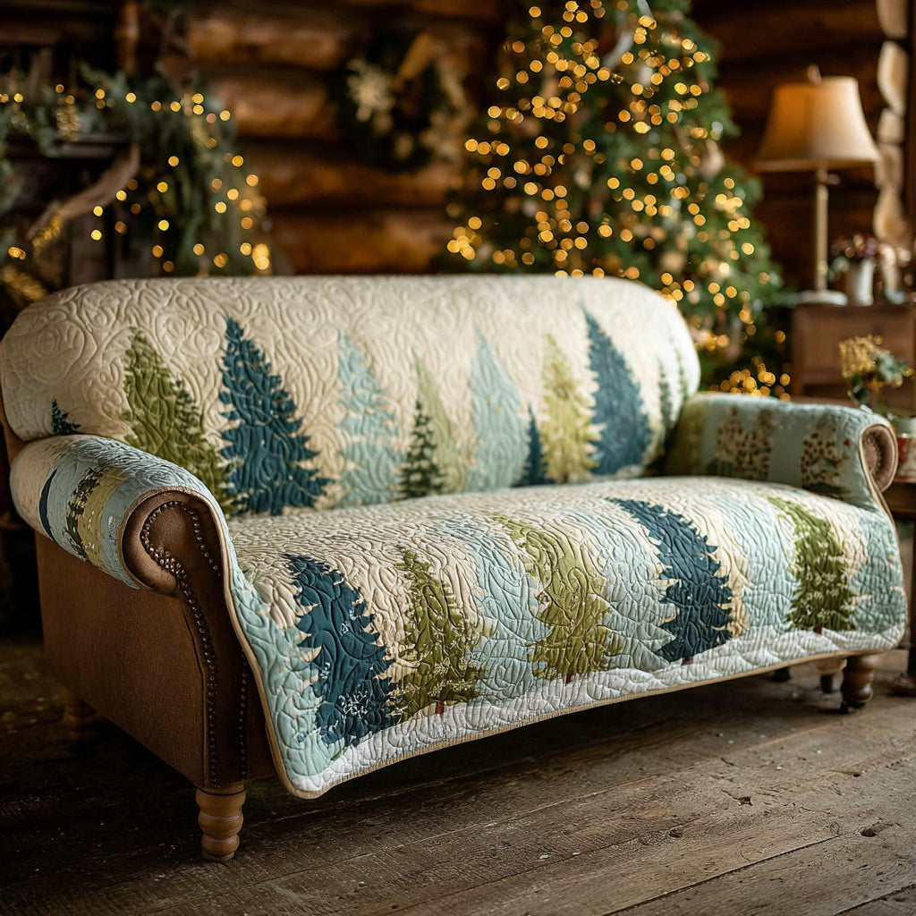 Woodland Peace Quilted Sofa Cover Pine Forest Luxury Living Room Decor Gift For Girls - Pvr