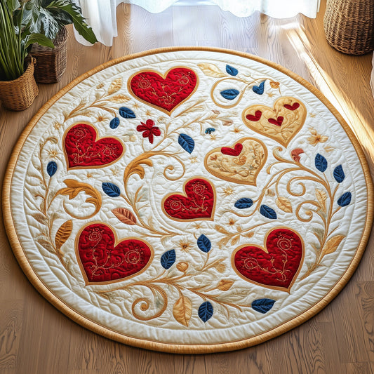 Love In Bloom Quilted Round Mat Living Room Decor Valentines Gifts Idea For Couples - Pvr