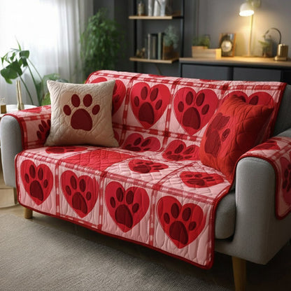 Paw Ember Glow Quilted Sofa Cover Family Valentine Day Present Ideas For Dog Enthusiast - Pvr