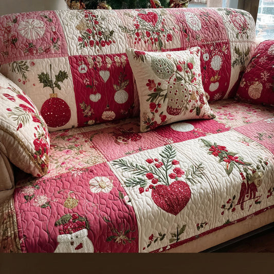 Blossom Heart Lane Quilted Sofa Cover Valentine Day Presents For Your Wife - Pvr