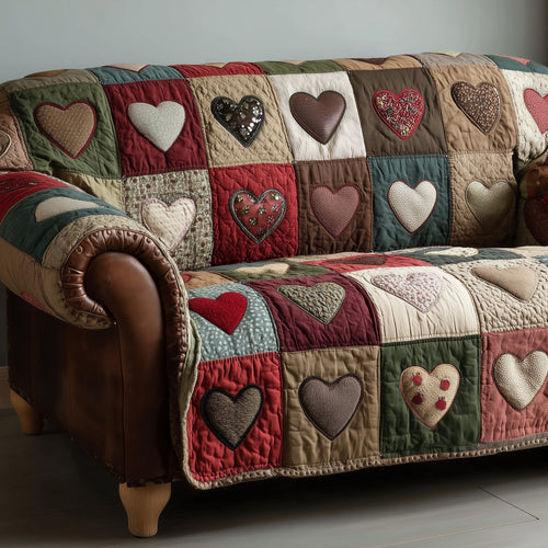 Heart Whisper Quilted Sofa Cover Retro Great Family Gifts For Valentine Day - Pvr