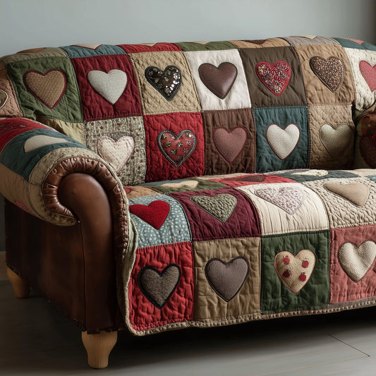Heart Whisper Quilted Sofa Cover Retro Great Family Gifts For Valentine Day - Pvr