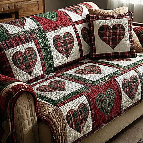Affectionate Hearts Quilted Sofa Cover Valentine Day Gift Ideas For Coworkers - Pvr