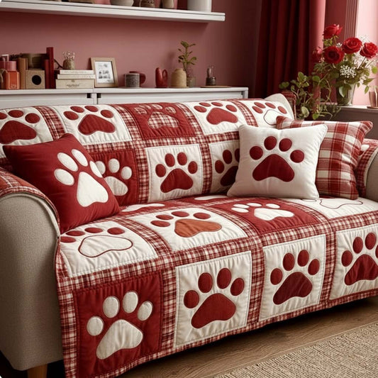 Paw Moment Love Quilted Sofa Cover Valentine Day Gifts For Your Father - Pvr