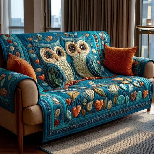 Heartwood Owls Quilted Sofa Cover Valentine Day Gift Family Exchange Ideas - Pvr