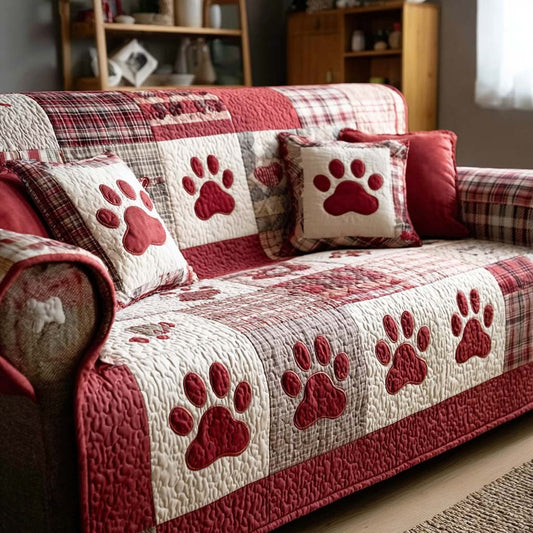 Paws Of Love Quilted Sofa Cover Good Valentine Day Presents For Dog Lovers - Pvr