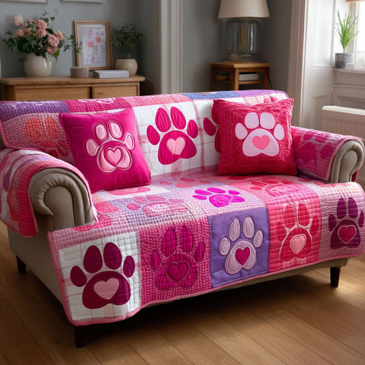 Paw Dreamland Quilted Sofa Cover Valentine Day Presents For Girlfriend - Pvr