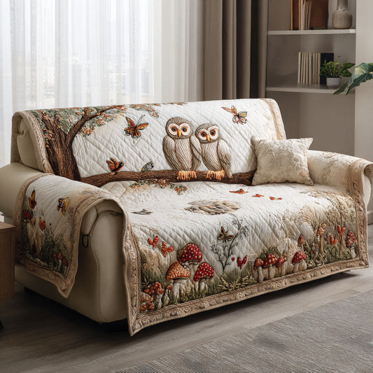 Owl Couple Quilted Sofa Cover Cute Owl Decor Valentine Day Gifts For Your Parent - Pvr
