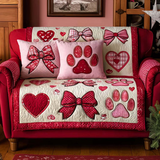 Pawfect Valentine Quilted Sofa Cover Top Pink Themed Valentine Day Presents For Girlfriend - Pvr
