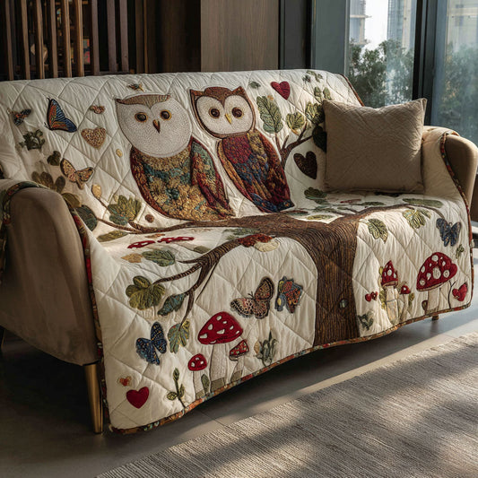 Owl Garden Quilted Sofa Cover Valentine Day Presents For Mother In Law - Pvr