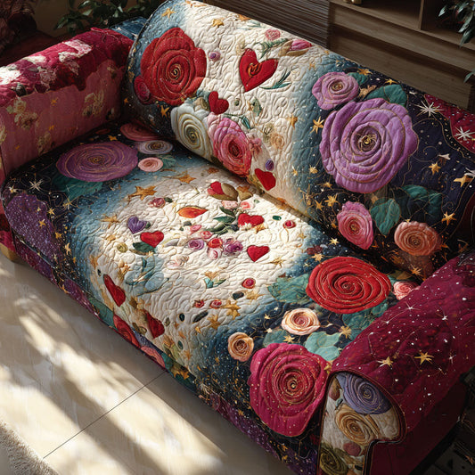 Rose Harmony Quilted Sofa Cover Valentine Day Gift Ideas For Coworkers - Pvr