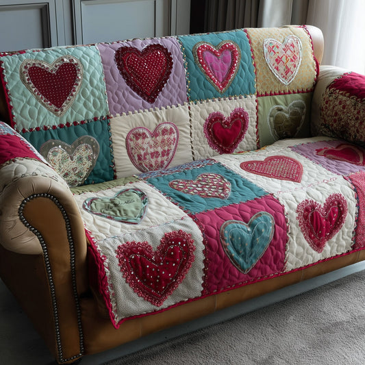 Love Meadow Quilted Sofa Cover Valentine Day Gift For A Daughter In Law - Pvr