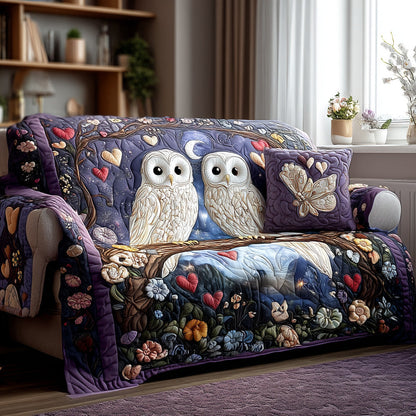 Nightfall Owls Quilted Sofa Cover Best Gifts For Owl Lovers For Valentine Day - Pvr