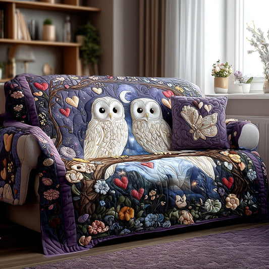 Nightfall Owls Quilted Sofa Cover Best Gifts For Owl Lovers For Valentine Day - Pvr