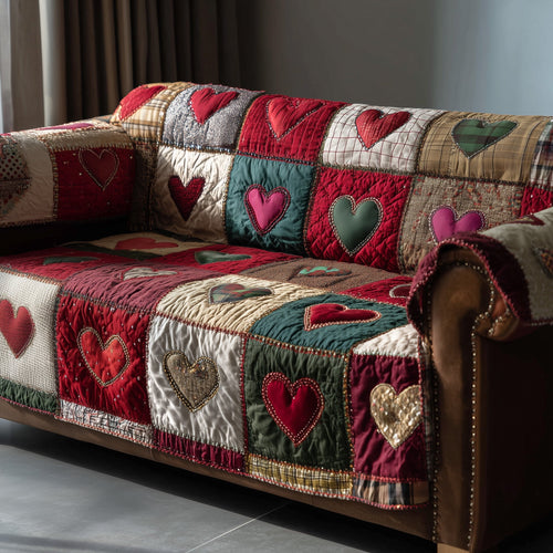 Heart Whisper Quilted Sofa Cover Valentine Day Present Ideas For Ladies - Pvr