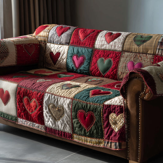 Heart Whisper Quilted Sofa Cover Valentine Day Present Ideas For Ladies - Pvr