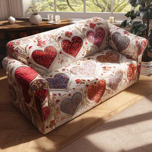 Pastel Hearts Quilted Sofa Cover Valentine Day Gift Exchange Ideas For Families - Pvr