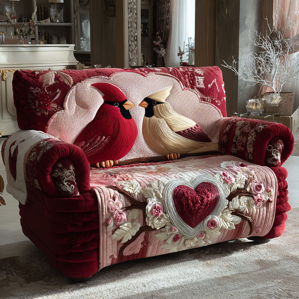 Cardinal Love Quilted Sofa Cover Best Valentine Day Gifts For Your Parents - Pvr