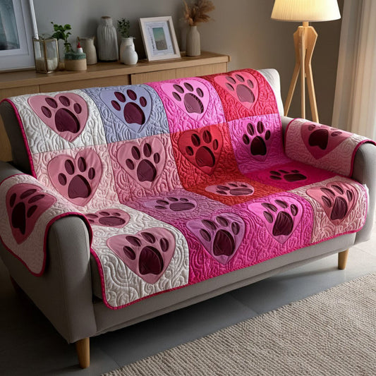 Paw Petals Quilted Sofa Cover Good Family Valentine Day Presents Merch Ideas - Pvr