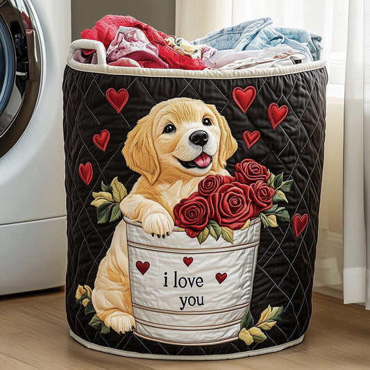 Golden Retriever Quilted Laundry Basket Cute Dog Laundry Hamper Gifts For Retriever Lovers - Pvr