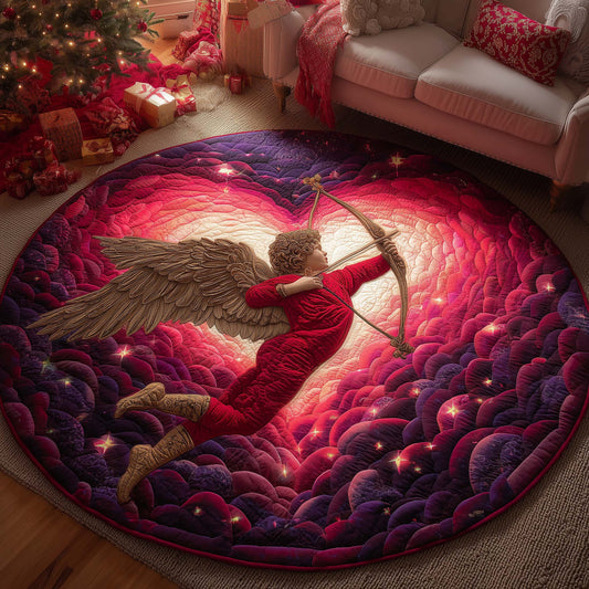 Cupid Love Quilted Round Mat Love Themed Room Decor Valentines Gifts Idea For Her - Pvr