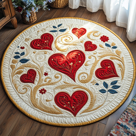 Love In Bloom Quilted Round Mat Romantic House Decor Valentines Gifts For Girlfriend - Pvr