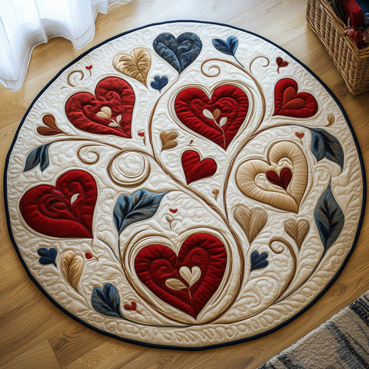 Love In Bloom Quilted Round Mat Living Room Decor Valentines Gifts For Lovers - Pvr