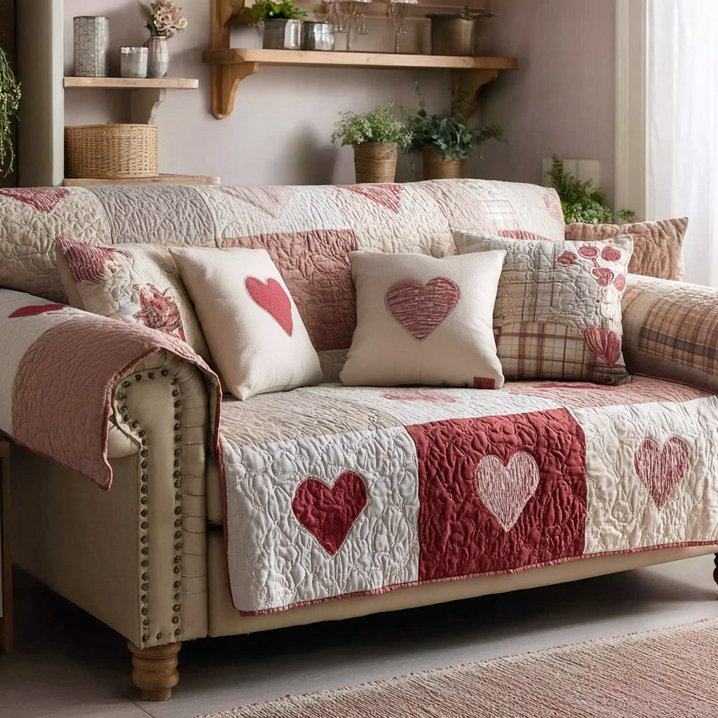 Redwood Valentine Cozy Quilted Sofa Cover Best Valentine Day Gifts For Women - Pvr