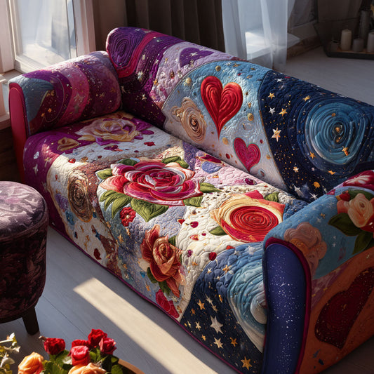 Heartful Meadow Quilted Sofa Cover Best Valentine Day Gifts For Your Friend - Pvr