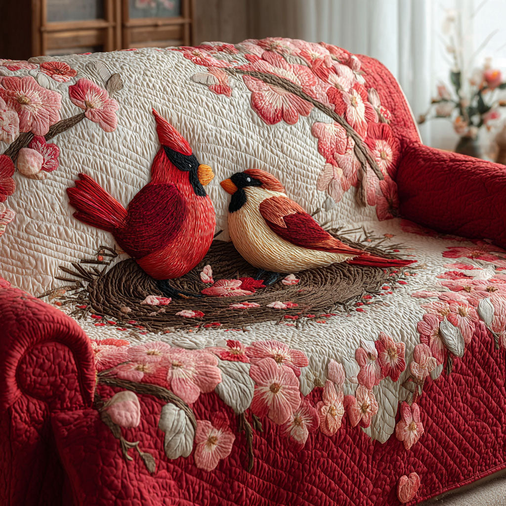 Lovebirds Nest Quilted Sofa Cover Bird Themed Valentine Day Gift Ideas For Her - Pvr