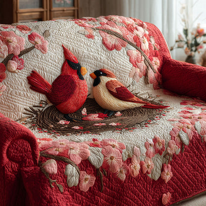 Lovebirds Nest Quilted Sofa Cover Bird Themed Valentine Day Gift Ideas For Her - Pvr