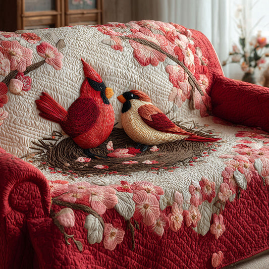 Lovebirds Nest Quilted Sofa Cover Bird Themed Valentine Day Gift Ideas For Her - Pvr