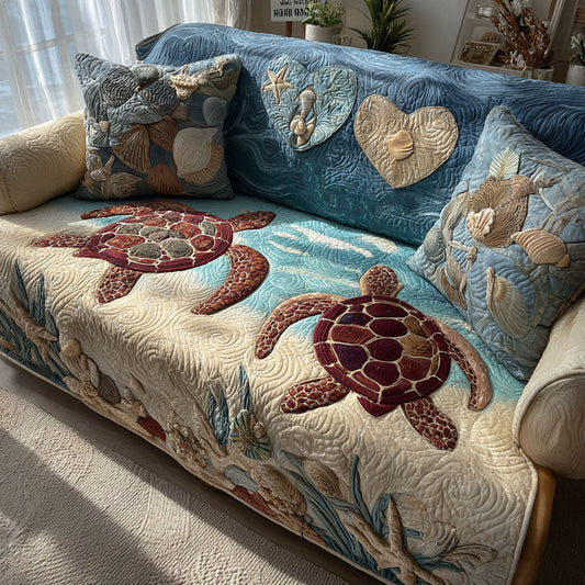 Marine Turtle Bliss Quilted Sofa Cover Best Valentine Day Gifts For Boy - Pvr