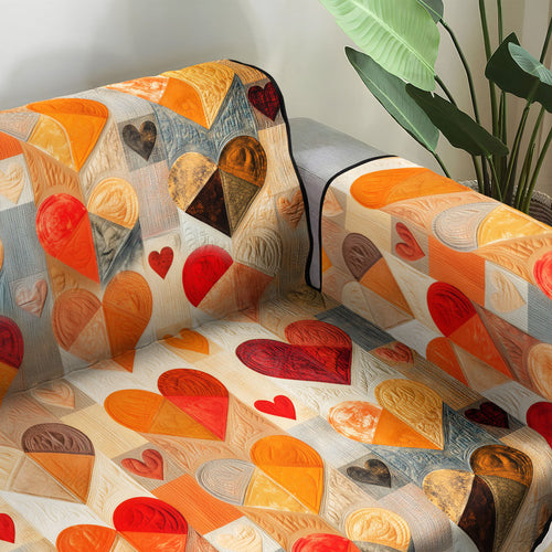 Radiant Hearts Quilted Sofa Cover Great Valentine Day Gifts Ideas For Women - Pvr